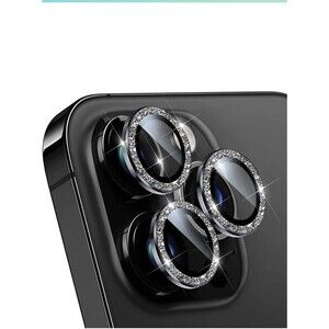 iPhone 15 Pro/iphone 15 Pro Max Camera Lens Protectors Black Glitter NEW